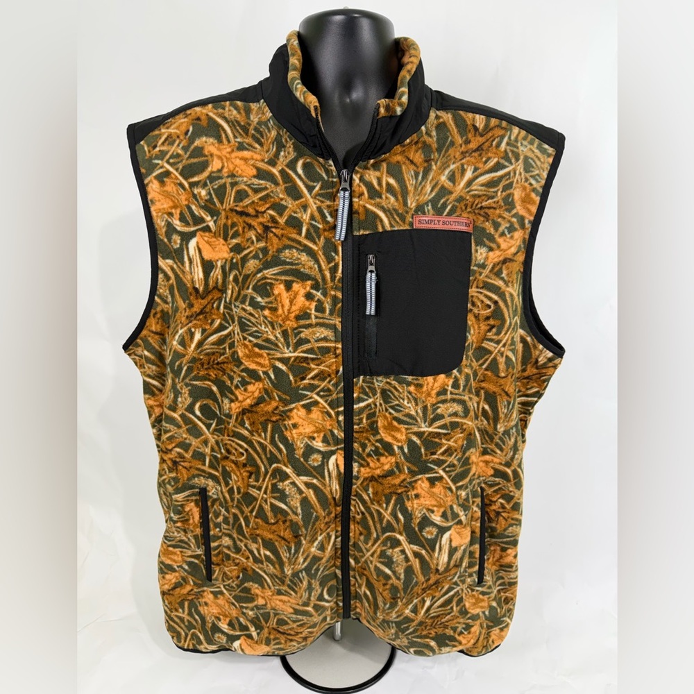 Simply Southern Men's Leaf‎ Pattern Vest Camo XXL